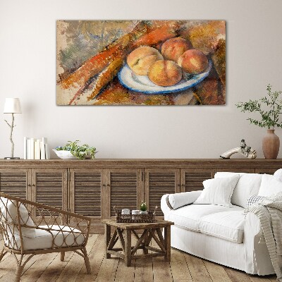 Schilderij op glas Fruittafel in pastelkleuren