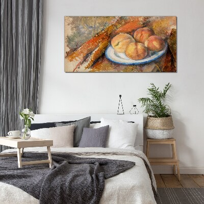 Schilderij op glas Fruittafel in pastelkleuren