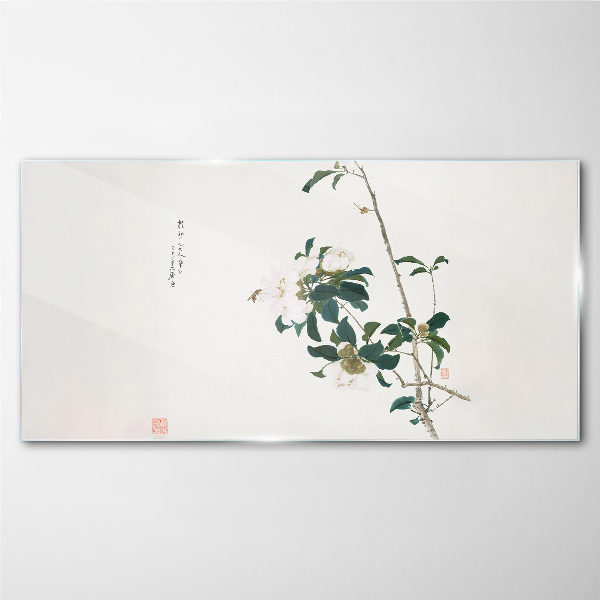 Glas foto Een bloemencompositie in delicate tinten