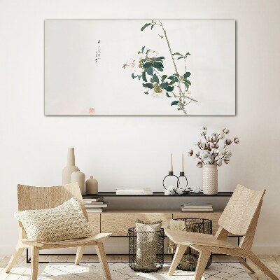 Glas foto Een bloemencompositie in delicate tinten