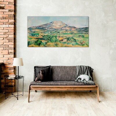 Foto op glas Berglandschap in pastelkleuren