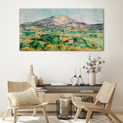 Foto op glas Berglandschap in pastelkleuren