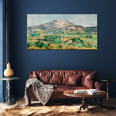 Foto op glas Berglandschap in pastelkleuren