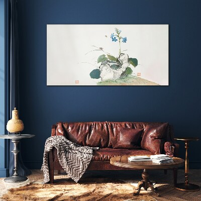 Schilderij op glas Een bloem op een stenen achtergrond