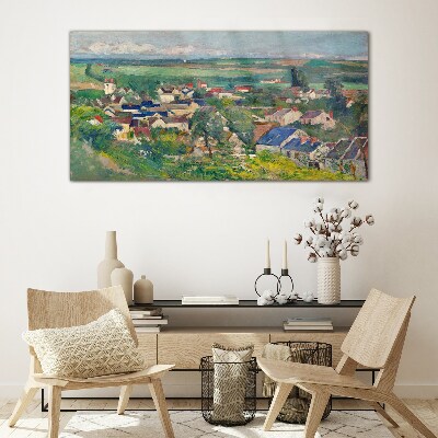 Schilderij op glas Uitzicht op het dorp bij daglicht