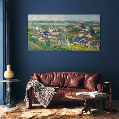 Schilderij op glas Uitzicht op het dorp bij daglicht
