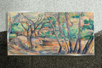 Schilderij op glas Landschap tussen de bomen