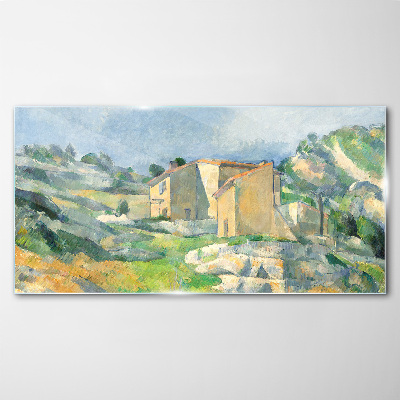 Schilderij op glas Huizen op de heuvel