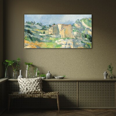 Schilderij op glas Huizen op de heuvel