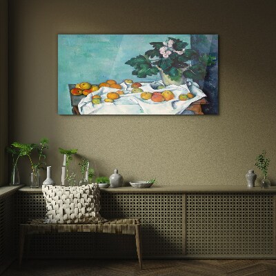 Glas foto Fruittafel met vaas