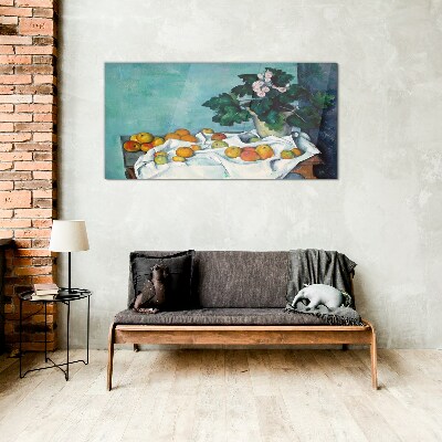 Glas foto Fruittafel met vaas