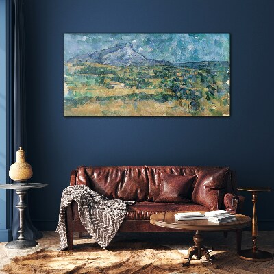 Schilderij op glas Berglandschap in pastelkleuren