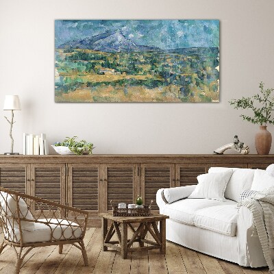 Schilderij op glas Berglandschap in pastelkleuren