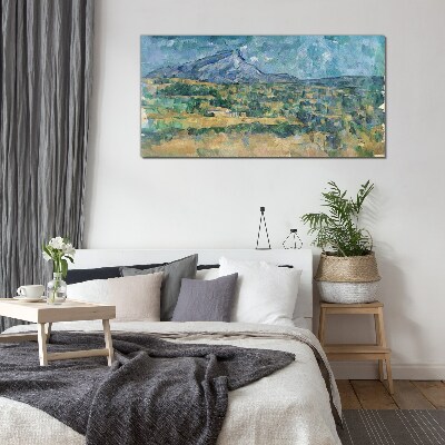 Schilderij op glas Berglandschap in pastelkleuren