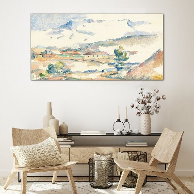 Glas foto Berglandschap in pasteltinten