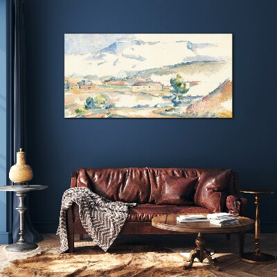 Glas foto Berglandschap in pasteltinten