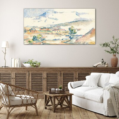 Glas foto Berglandschap in pasteltinten