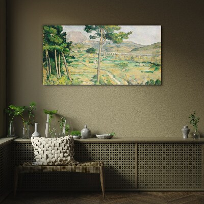 Foto op glas Landschap met bomen