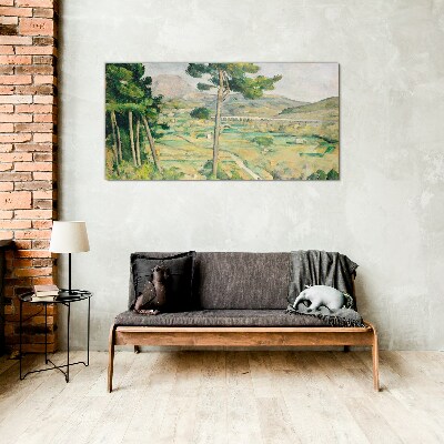 Foto op glas Landschap met bomen