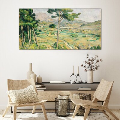 Foto op glas Landschap met bomen