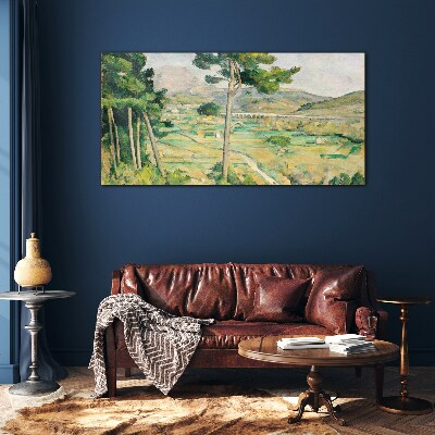 Foto op glas Landschap met bomen