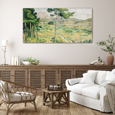 Foto op glas Landschap met bomen