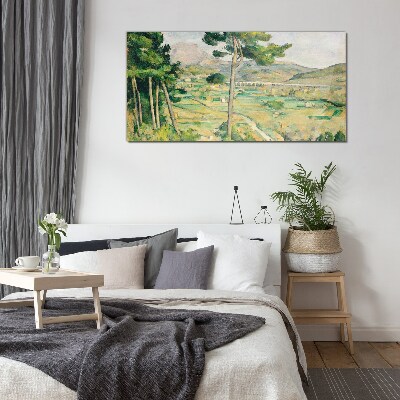 Foto op glas Landschap met bomen