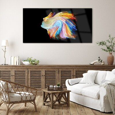 Glas foto Een kleurrijk silhouet in beweging