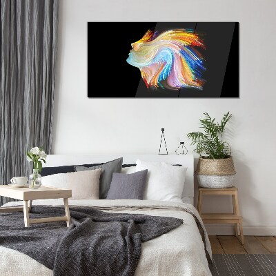 Glas foto Een kleurrijk silhouet in beweging