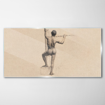 Schilderij op glas Figuur van een man met een speer