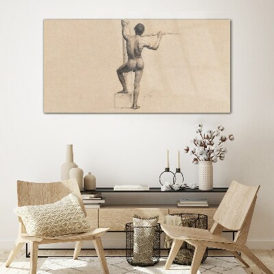 Schilderij op glas Figuur van een man met een speer