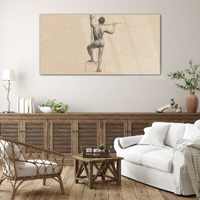 Schilderij op glas Figuur van een man met een speer