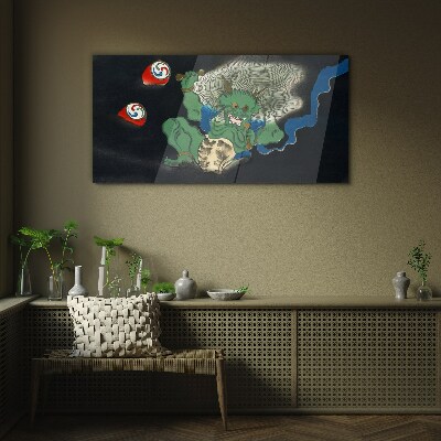Schilderij op glas Groene demon met een trommel