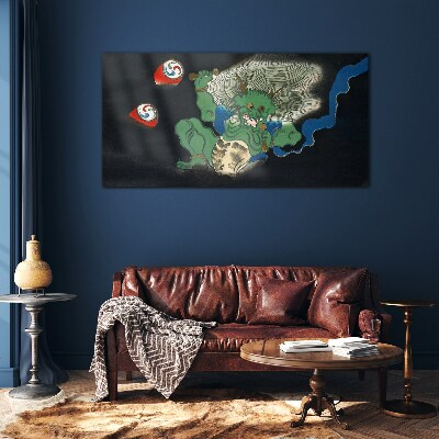 Schilderij op glas Groene demon met een trommel