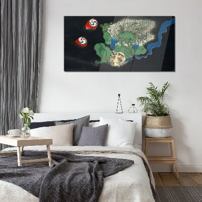 Schilderij op glas Groene demon met een trommel