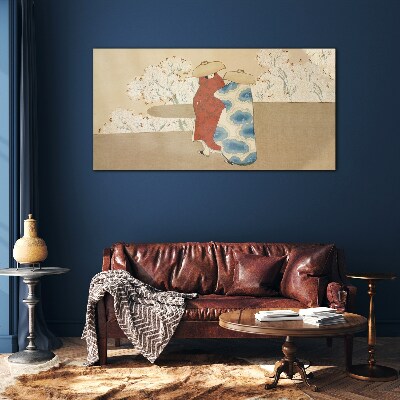 Foto op glas Een ontmoeting tussen de bloeiende bomen