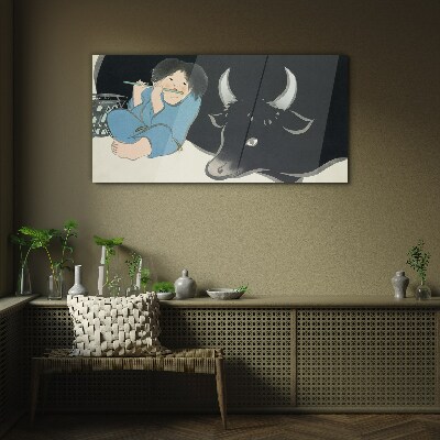 Schilderij op glas Jeugd met vee