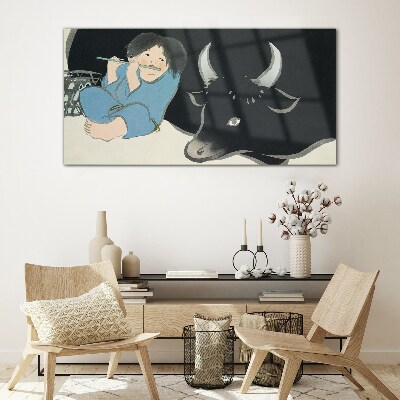 Schilderij op glas Jeugd met vee