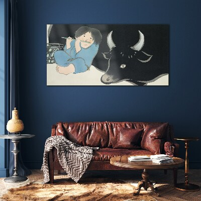 Schilderij op glas Jeugd met vee