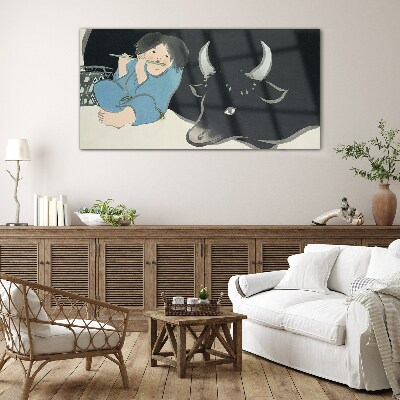 Schilderij op glas Jeugd met vee