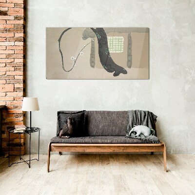 Glas foto Groene tak in minimalistische stijl