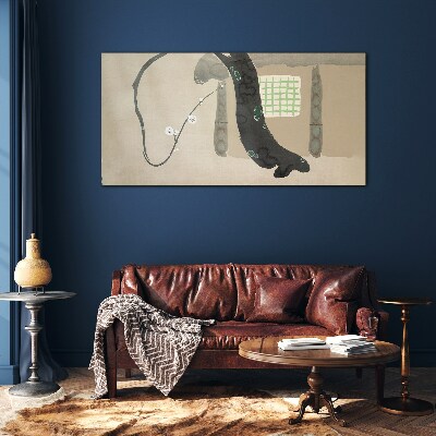 Glas foto Groene tak in minimalistische stijl