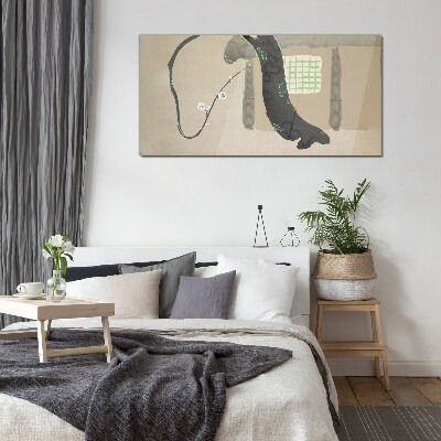 Glas foto Groene tak in minimalistische stijl