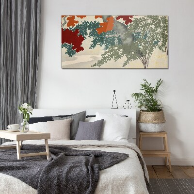 Schilderij op glas Herfstbladeren in het landschap