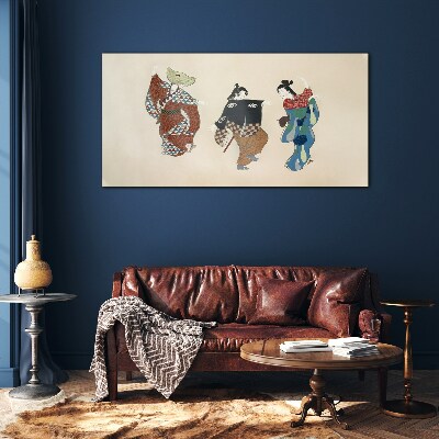 Glas foto Japanse dansers in traditionele kostuums