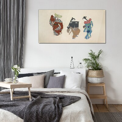 Glas foto Japanse dansers in traditionele kostuums