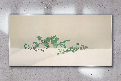 Glas foto Delicate planten tegen een neutrale achtergrond