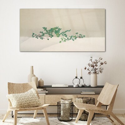 Glas foto Delicate planten tegen een neutrale achtergrond