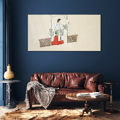 Schilderij op glas Traditionele Japanse scène met een vrouw