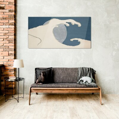 Glas foto Een golf in het maanlicht